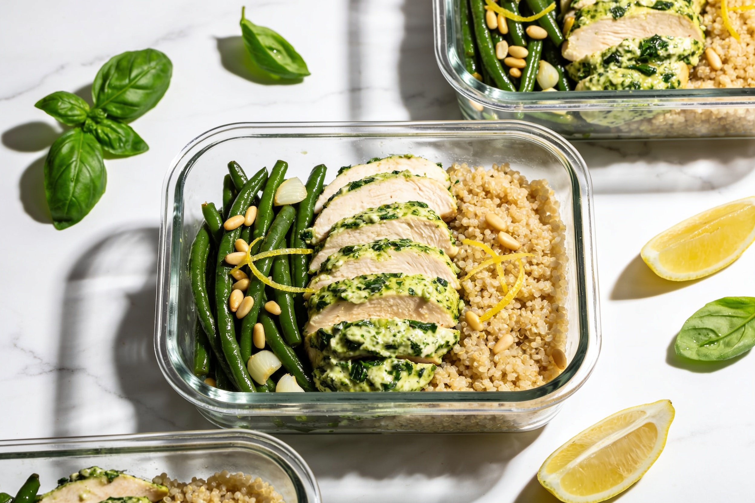High Protein Pesto Chicken Meal Prep