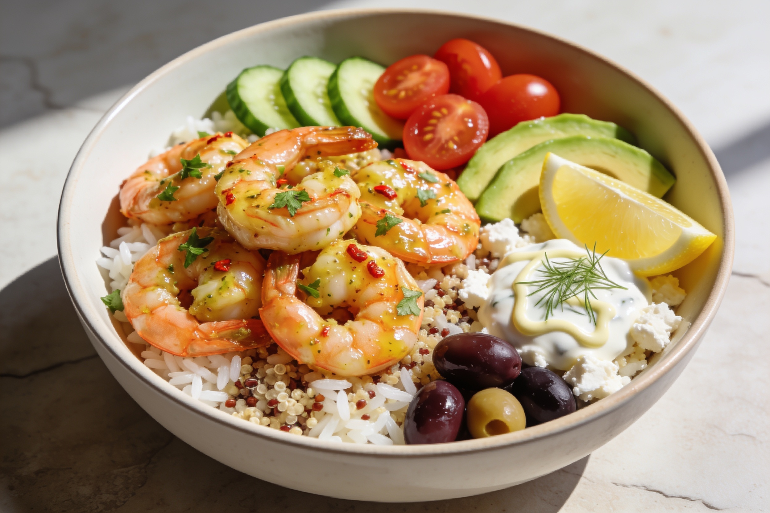 High Protein Garlic Butter Shrimp Bowls