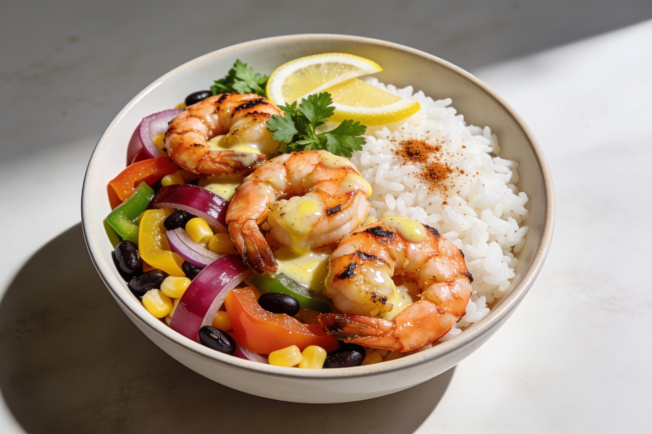 High Protein Cajun Shrimp Rice Bowls