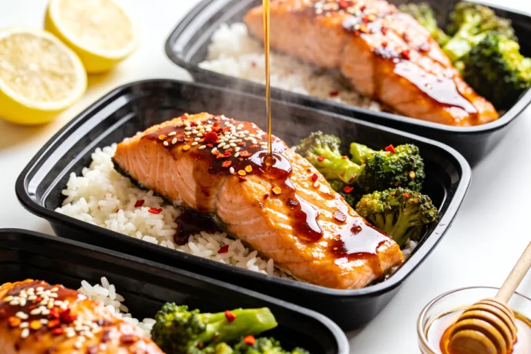 High Protein Hot Honey Salmon Meal Prep